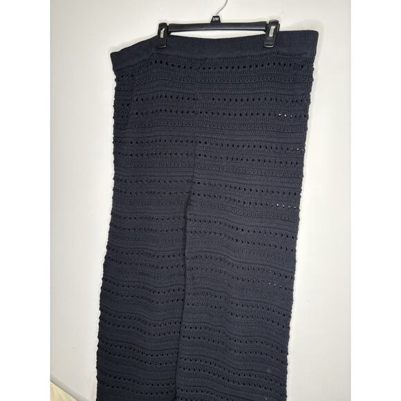 Boohoo Womens Size 24 Pants Black Knit Pull On Wide Leg Crochet Boho Hippie - Picture 5 of 10